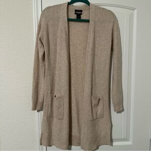 Halogen Cashmere Blend Long Duster Cardigan Beige Women Size Small S